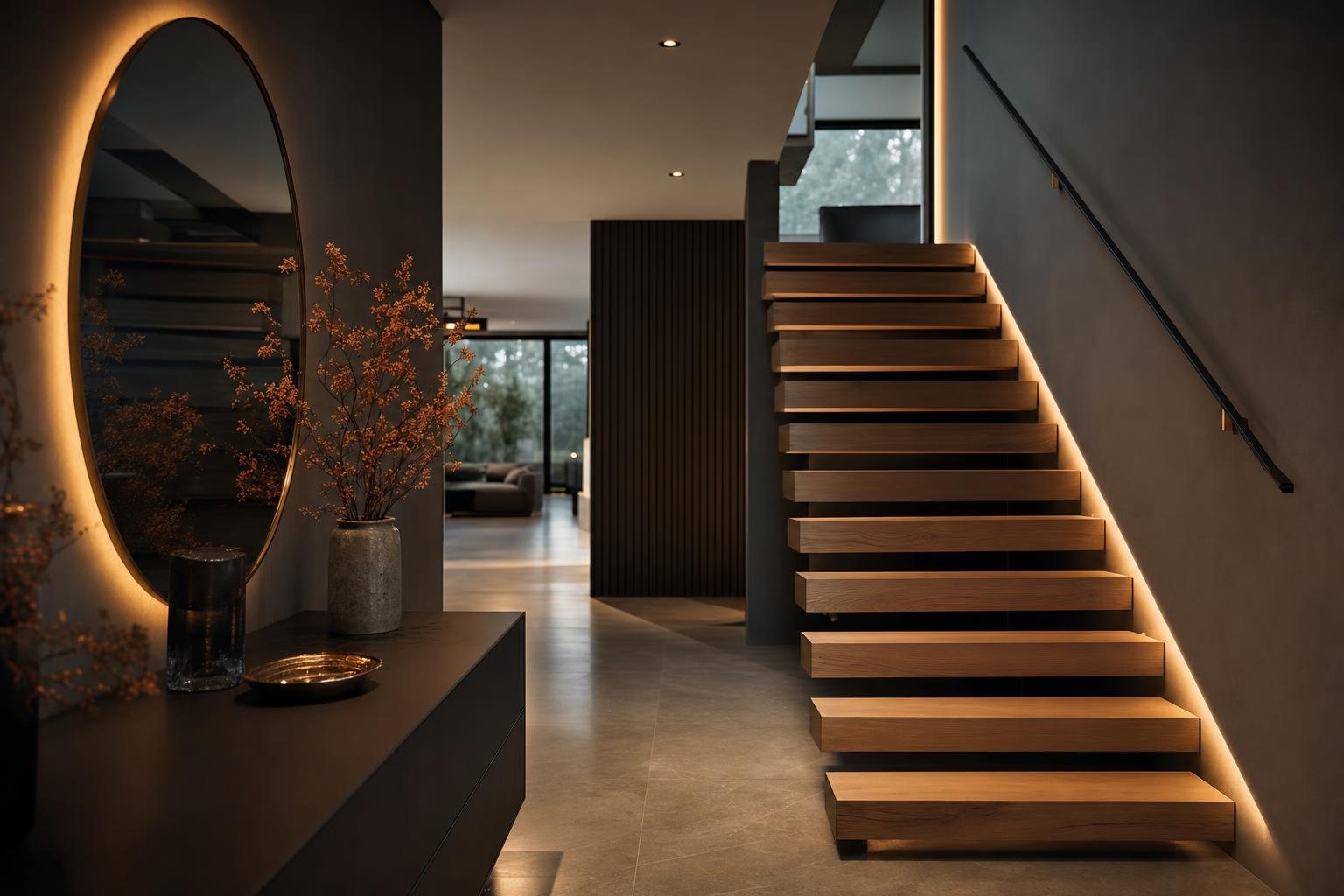 Eingangsbereich mit Treppe und Großformatfliesen